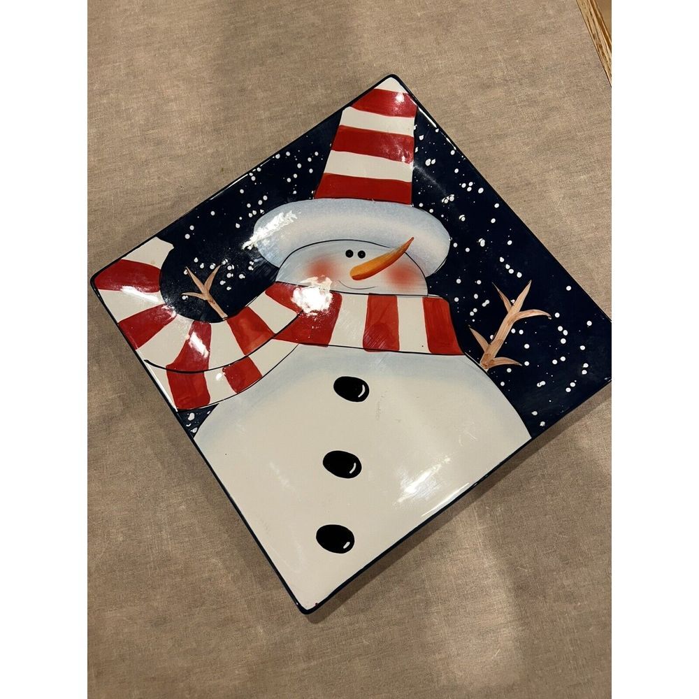 Charlie Zabarte 2005 Square Snowman Platter Certified International Christmas